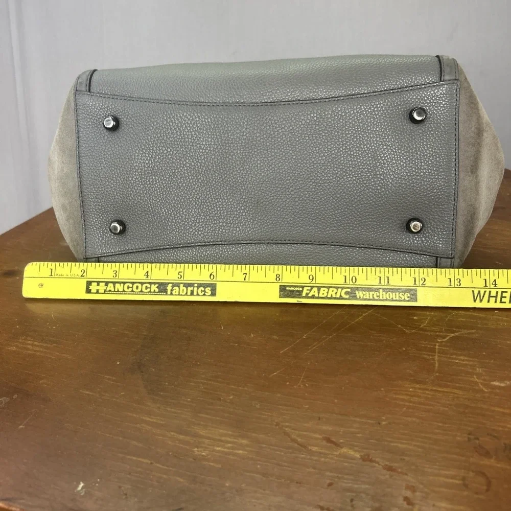 COACH 20165 Turnlock Edie Carryall Gray Pebbled Leather & Suede Shoulder Bag
